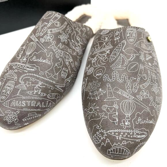 NEW Australia Luxe‎ Collective Womens 10 Marcos Mule Gray Leather Shearling - Picture 1 of 7